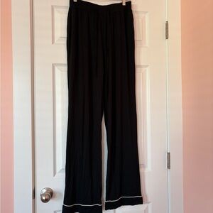 Cozy Earth Women's Black Bamboo Wide-Leg Pajama Pants with Contrast Trim